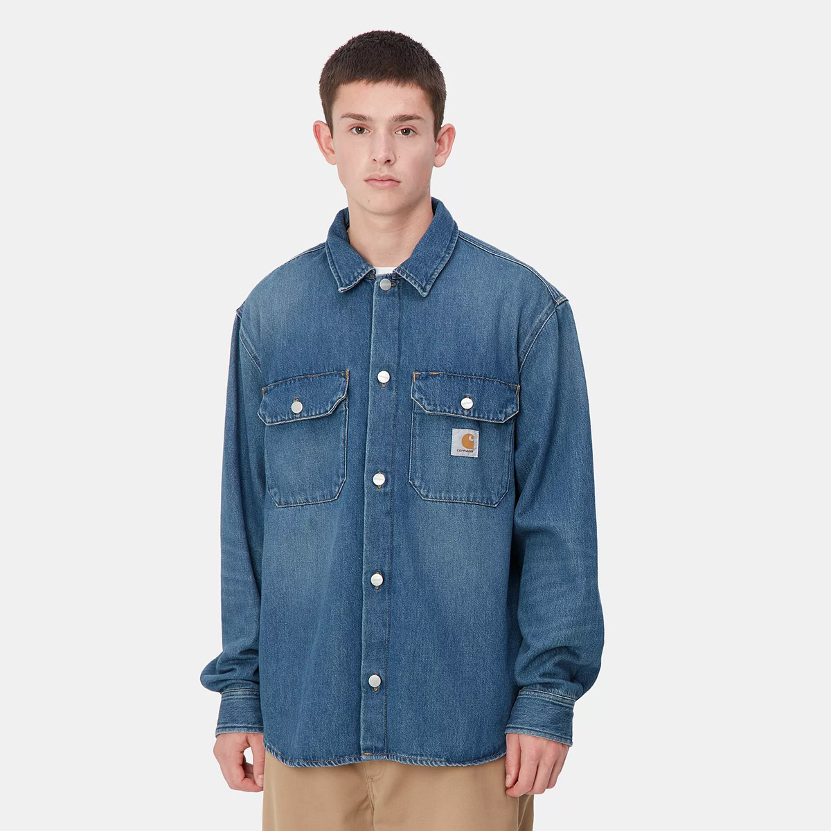 Carhartt WIP Harvey Shirt Jac Blue Dark Used Wash Carhartt WIP Harvey Shirt Jac Blue Dark Used Wash