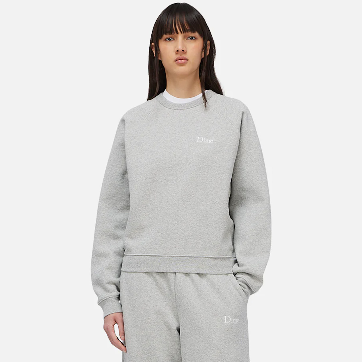 Dime Cursive Small Logo Sweater Heather Gray