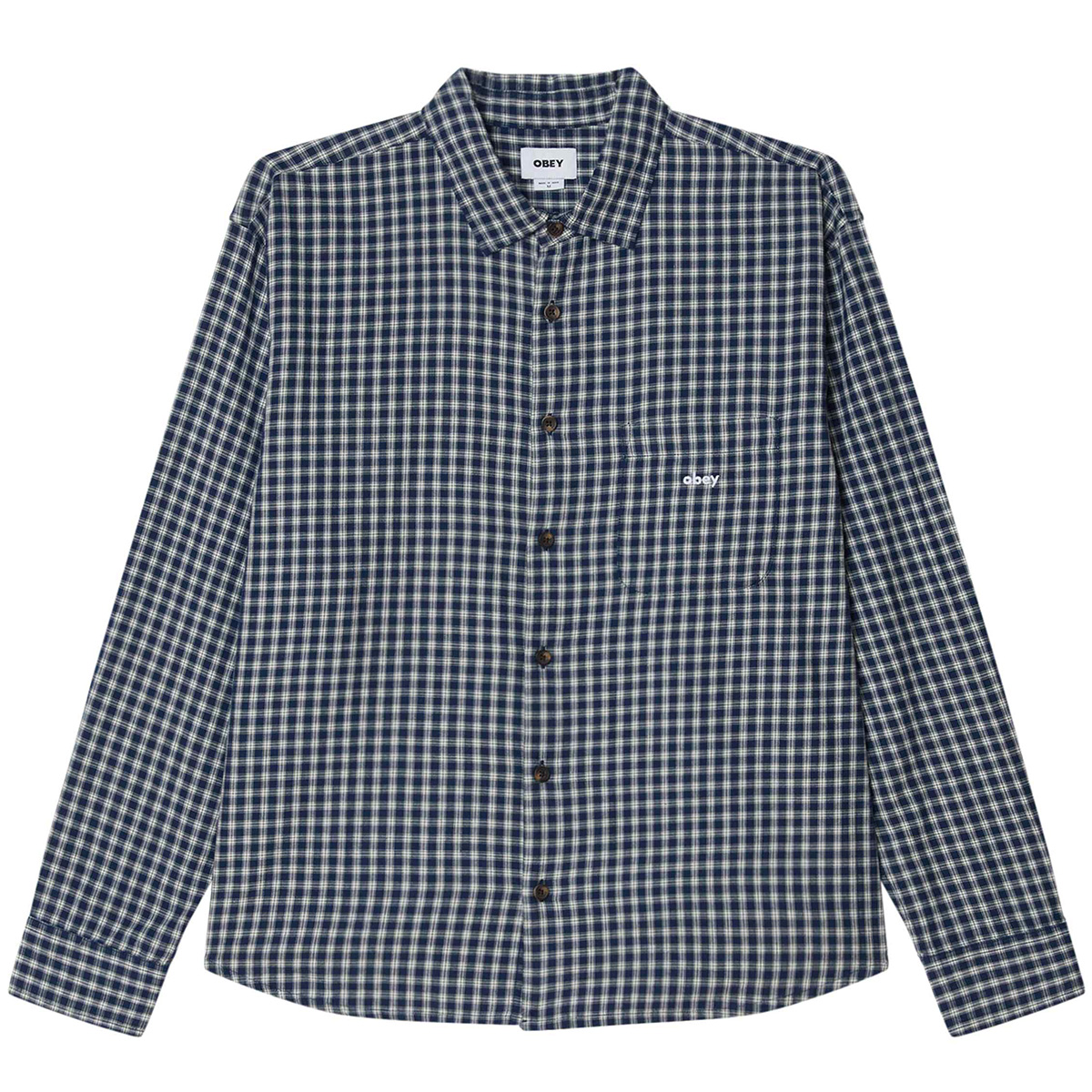 Obey Bigwig Andy Woven Longsleeve Shirt Academy Navy