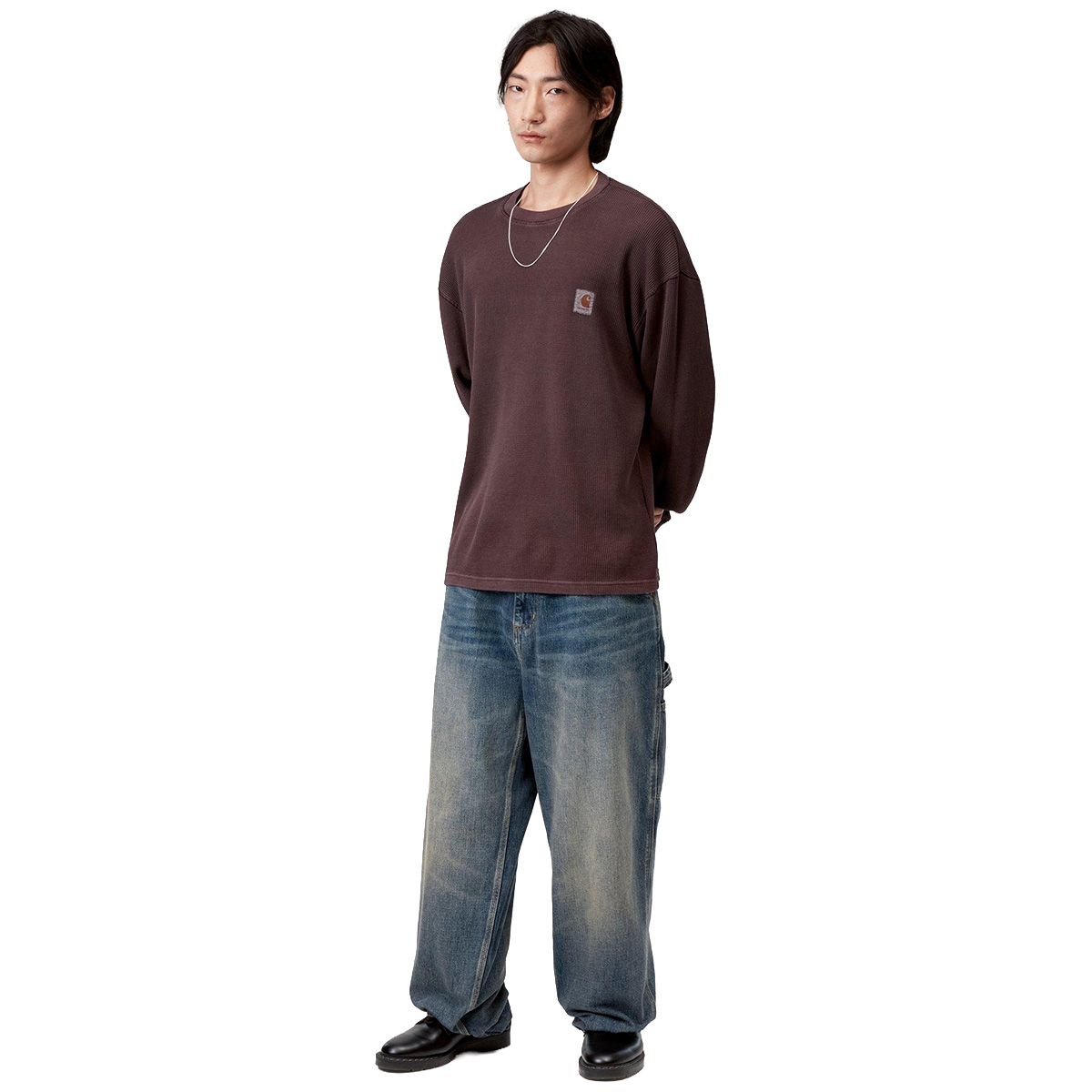 Carhartt WIP Vista Waffle Longsleeve T-Shirt Palisander Garment Dyed