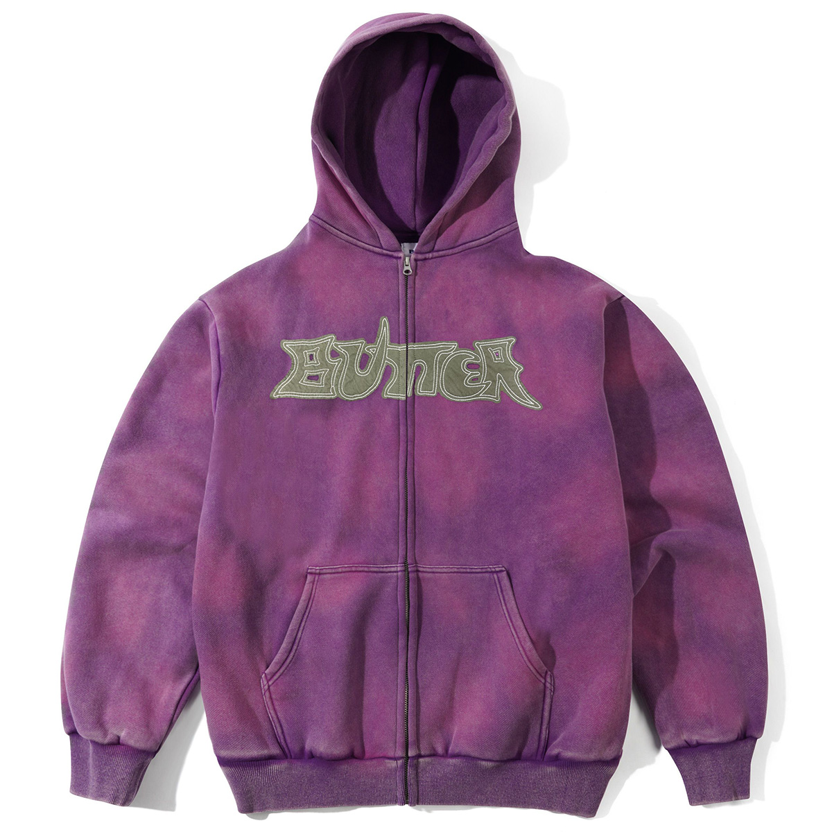 Butter Goods Encounter Zip-Thru Hooded Sweater Washed Purple