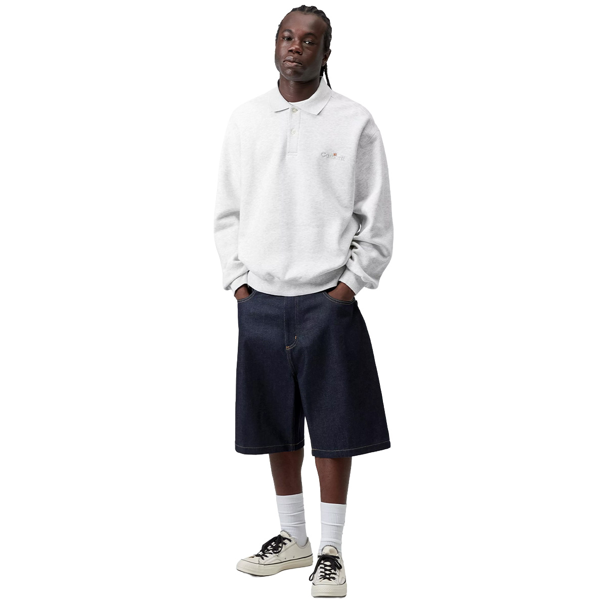 Carhartt WIP WIP Label Polo Sweater Ash Heather