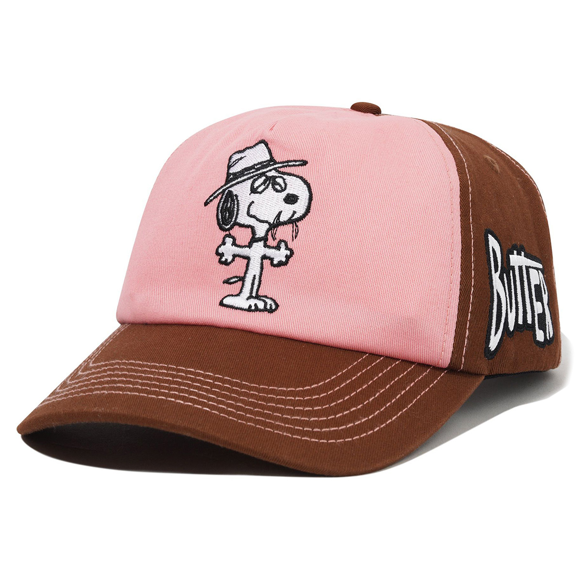 Butter Goods x Peanuts Spike 5 Panel Cap Brown/Light Pink