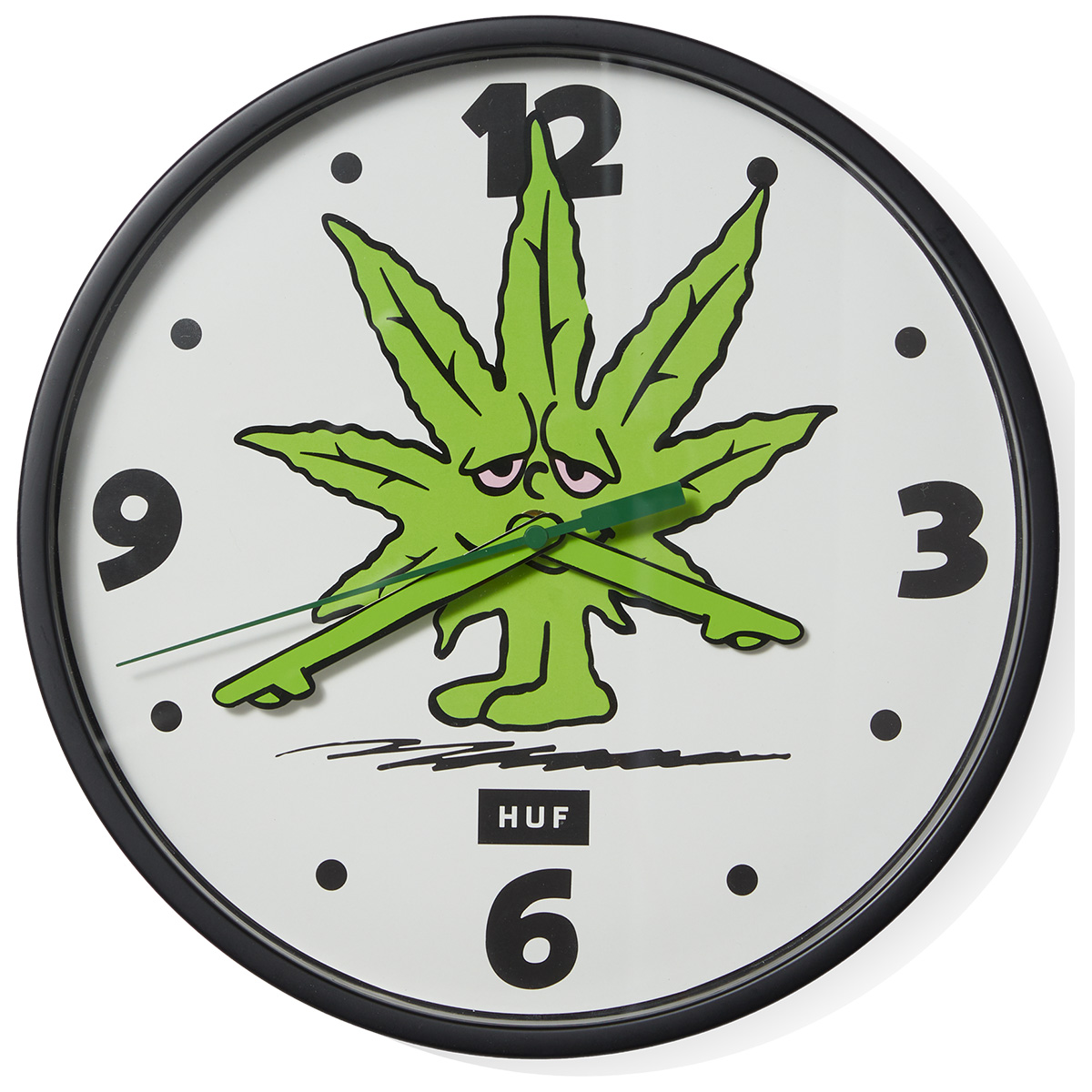 HUF Green Buddy Wall Clock Natural HUF Green Buddy Wall Clock Natural