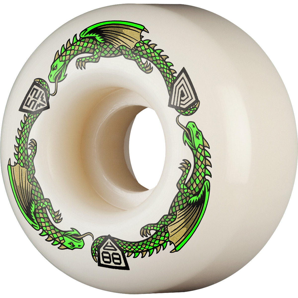 Powell Peralta Dragon Formula V1 Radial Wheels White/Green 88A 52mm x 31mm
