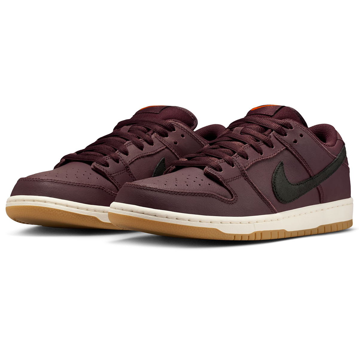 Nike SB Dunk Low Pro Iso Burgundy Crush/Black-Mystic Dates-Sail-Gum Lt Brown-Safety Orange