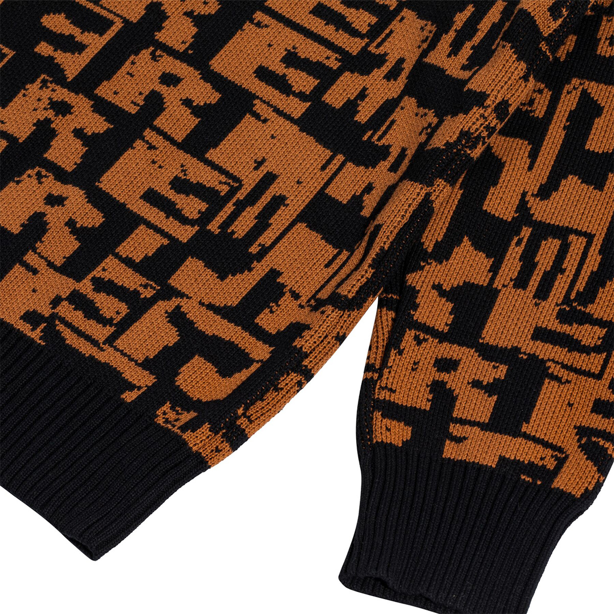 There Torn Jacquard Knit Sweater Black/Brown There Torn Jacquard Knit Sweater Black/Brown