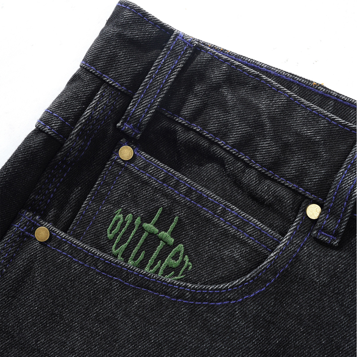 Butter Goods Spider Denim Jeans Washed Black Butter Goods Spider Denim Jeans Washed Black