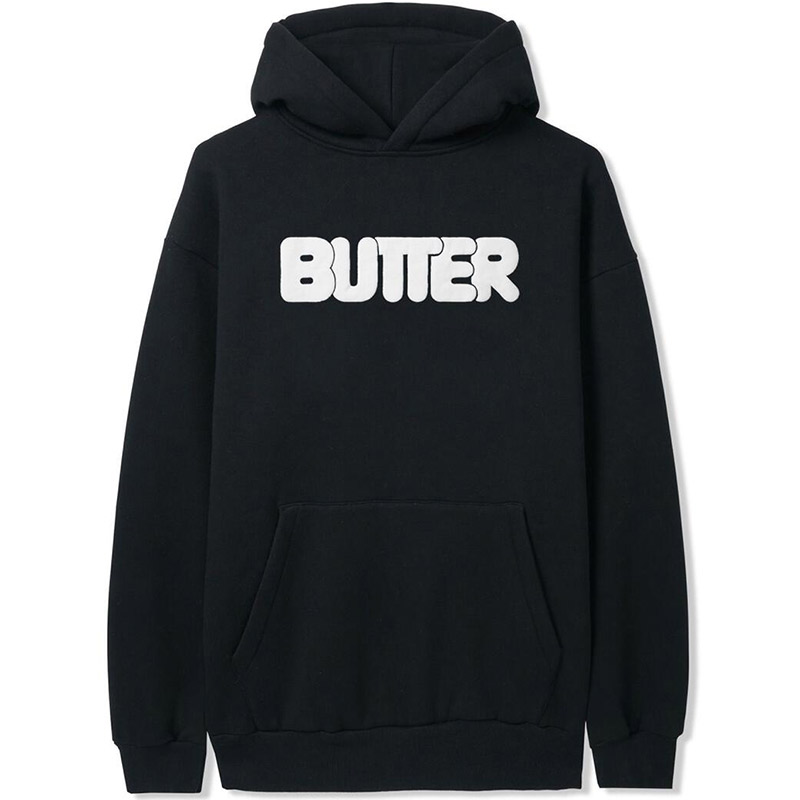 Butter Goods Puff Rounded Logo Hoodie Black Butter Goods Puff Rounded Logo Hoodie Black