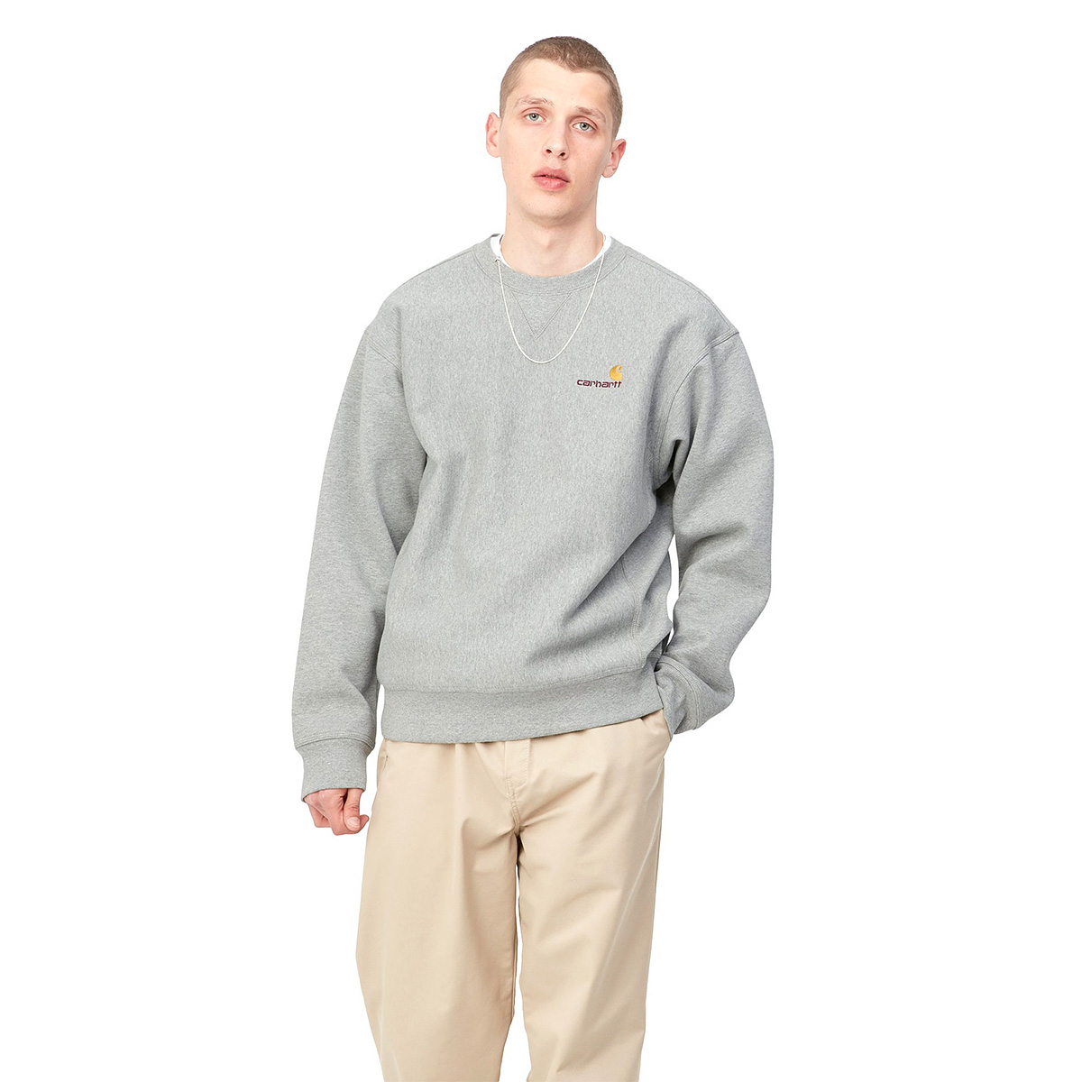 Carhartt WIP American Script Crewneck Sweater Grey Heather Carhartt WIP American Script Crewneck Sweater Grey Heather