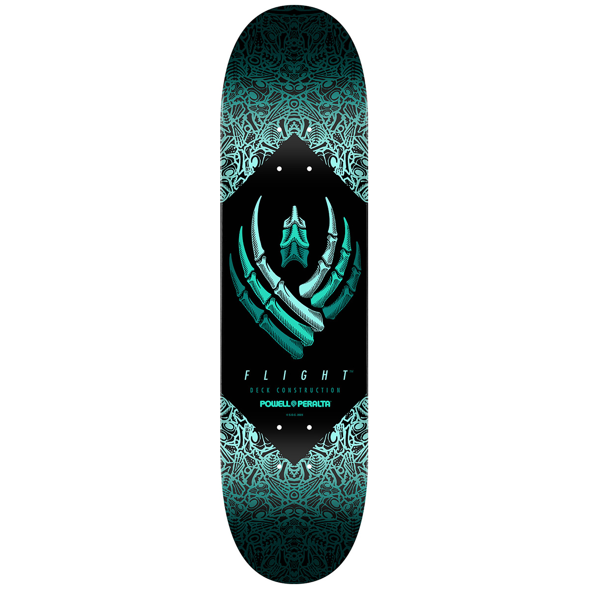 Powell Peralta Bones Flight Skateboard Deck 8.25 Teal Powell Peralta Bones Flight Skateboard Deck 8.25 Teal