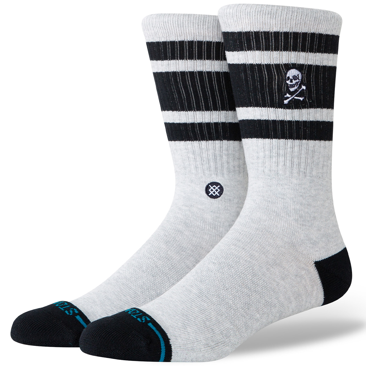 Stance Boyd Skull Crew Socks Heather Grey