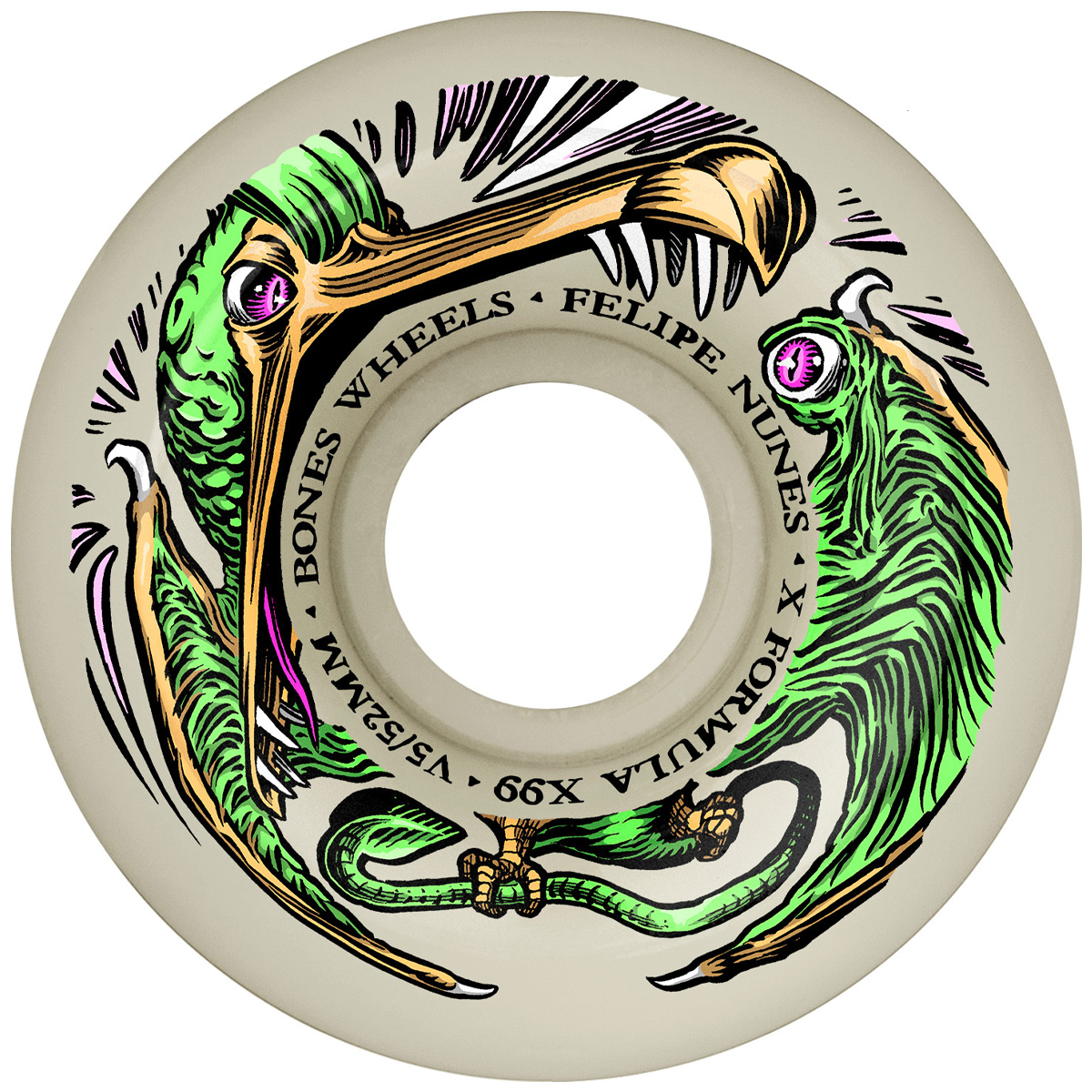 Bones X Formula Nunes Dino-Sortas V5 Sidecut Wheels 99A 52mm Bones X Formula Nunes Dino-Sortas V5 Sidecut Wheels 99A 52mm