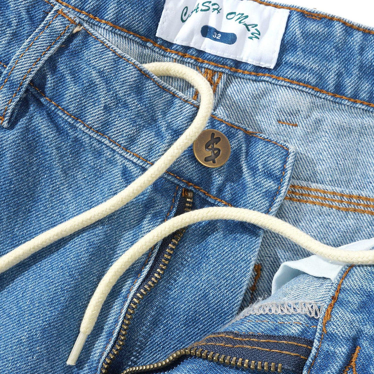 Cash Only Logo Denim Short Washed Indigo Cash Only Logo Denim Short Washed Indigo