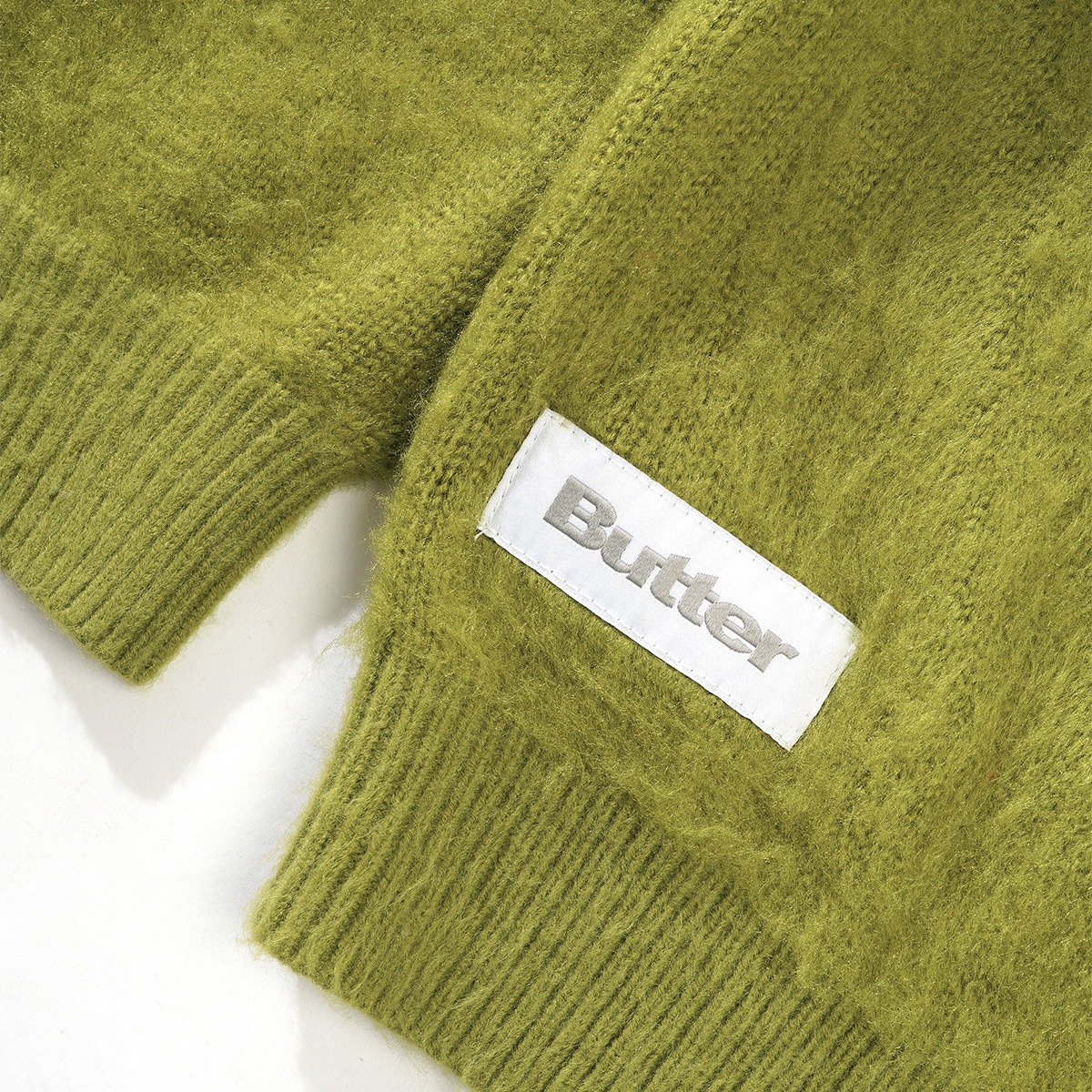 Butter Goods Mohair Button Up Knitted Cardigan Shirt Moss Butter Goods Mohair Button Up Knitted Cardigan Shirt Moss