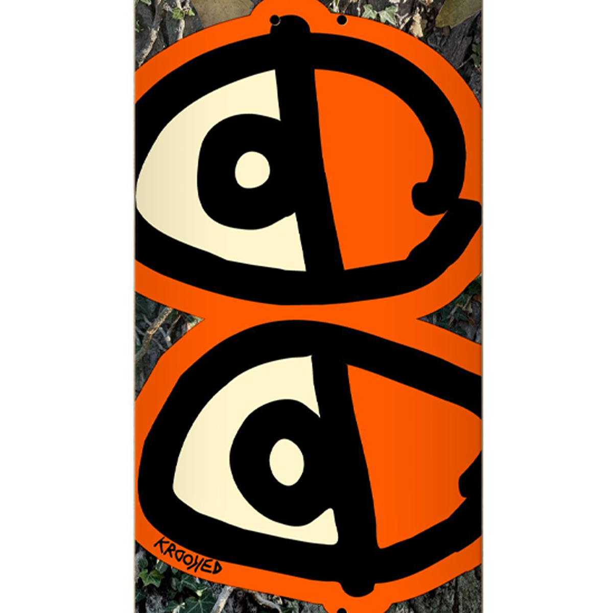 Krooked Team Eyes Camo Skateboard Deck Orange 8.25