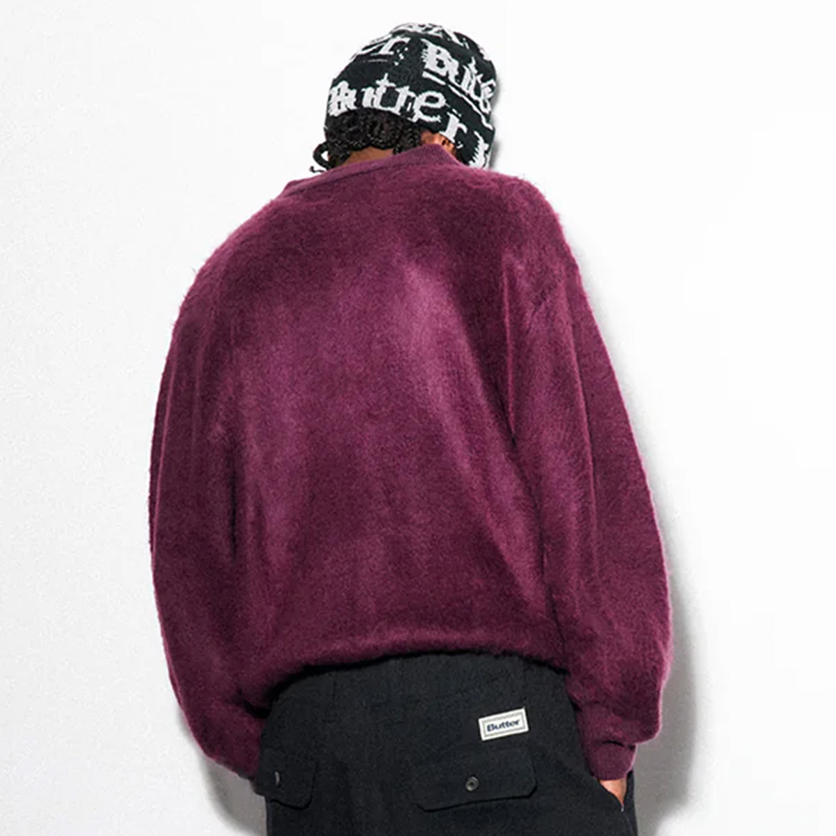 Butter Goods Mohair Button Up Knitted Cardigan Shirt Port Butter Goods Mohair Button Up Knitted Cardigan Shirt Port