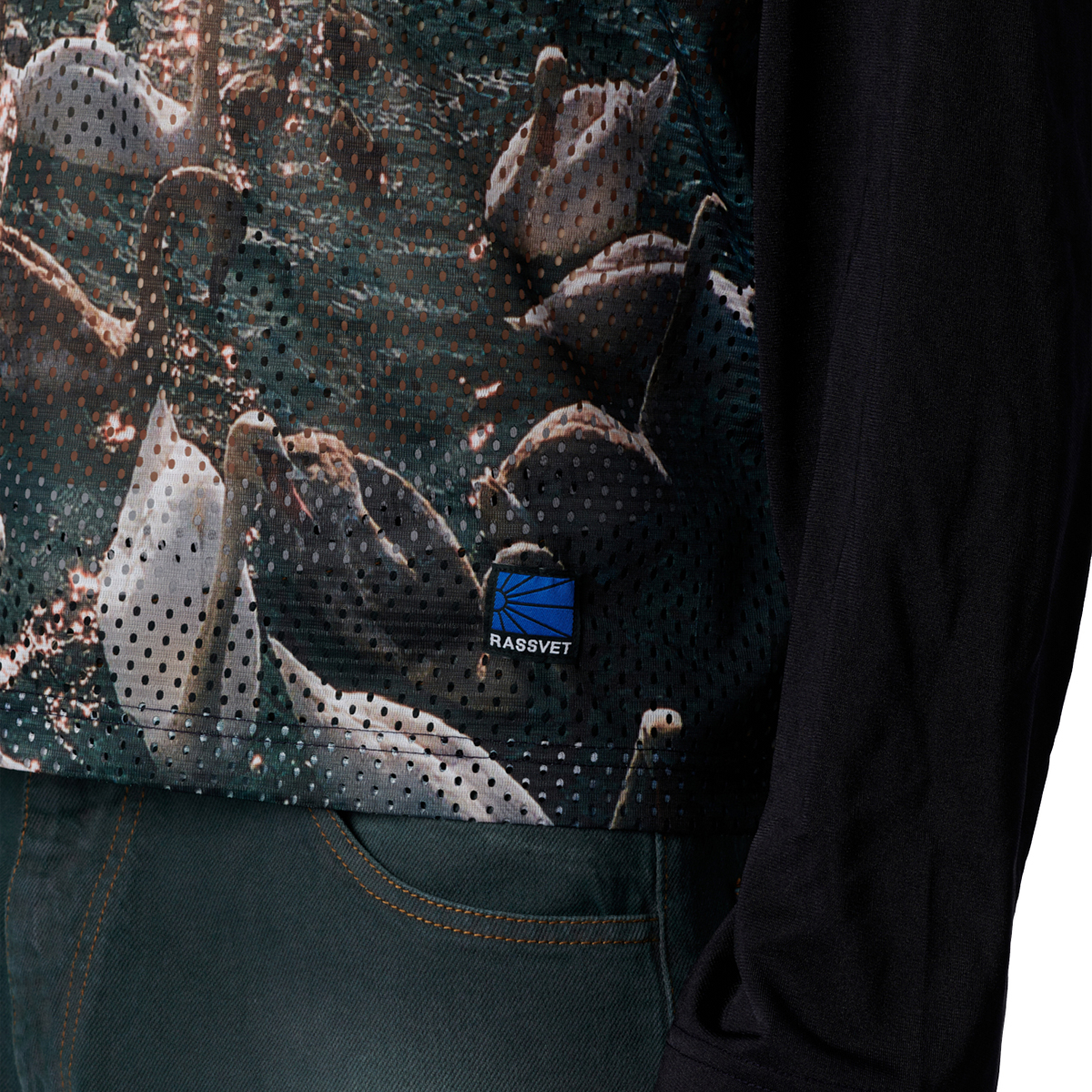Rassvet Swan Mesh Longsleeve Polo Woven Black