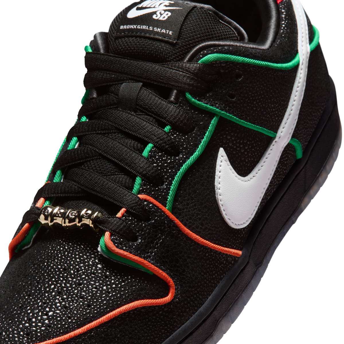 Nike SB Dunk Low Pro x Bronx Girls Skate Black/White-Challenge Red-Total Orange