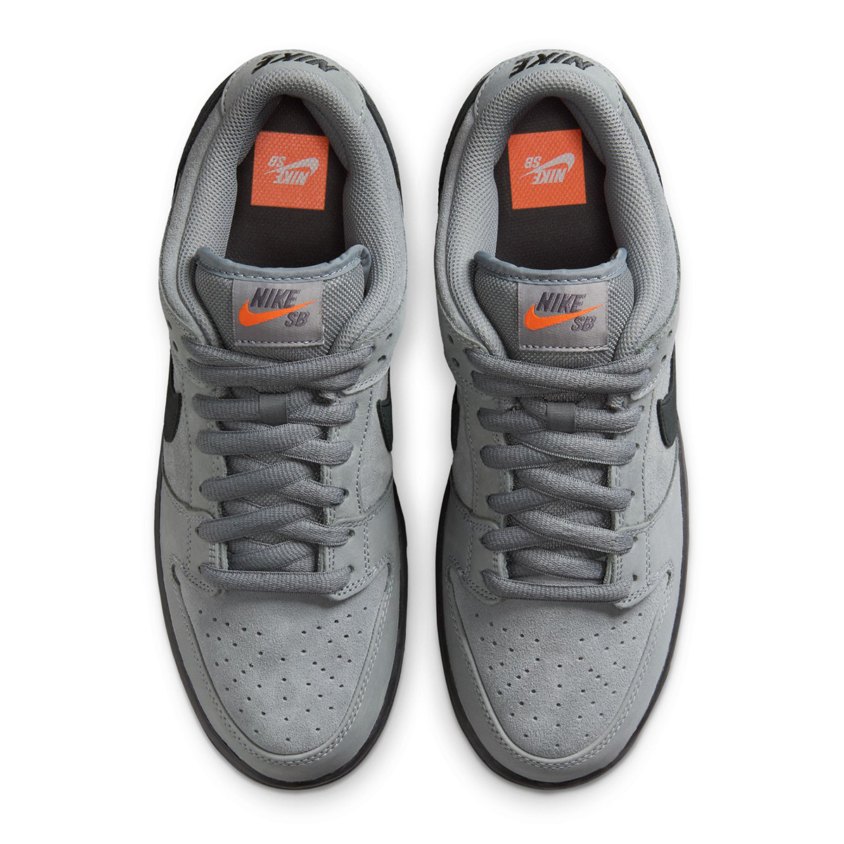 Nike SB Dunk Low Pro Cool Grey/Black-Cool Grey-Dk Grey-Gum Lt Brown-Safety Orange