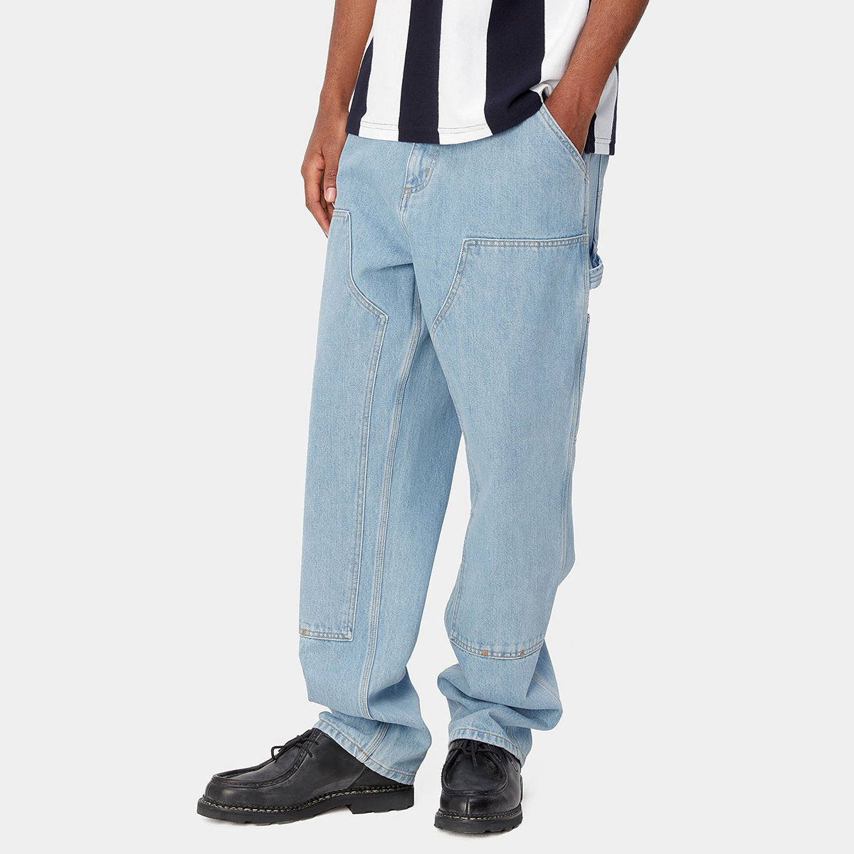Carhartt WIP Double Knee Pant Blue Heavy Stone Bleached Carhartt WIP Double Knee Pant Blue Heavy Stone Bleached