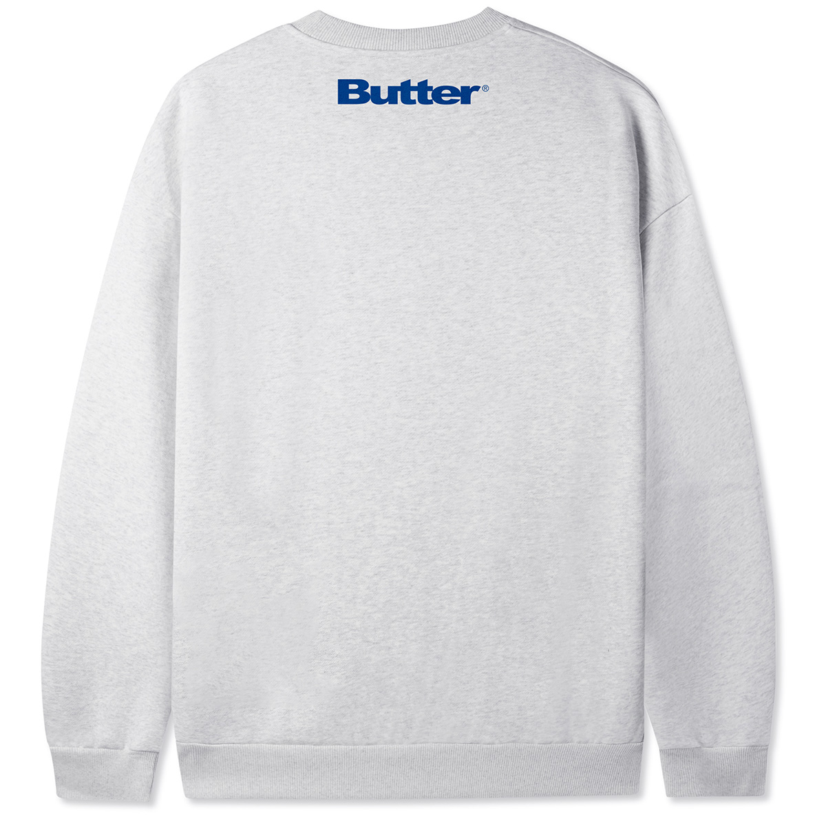Butter Goods Records Logo Felt Applique Crewneck Sweater Ash Butter Goods Records Logo Felt Applique Crewneck Sweater Ash