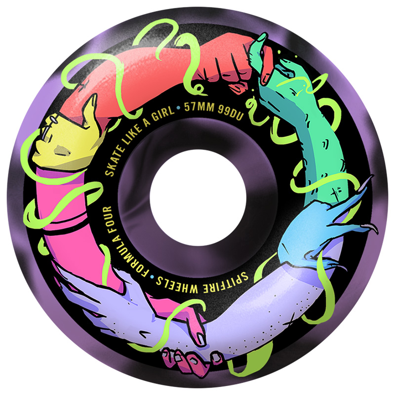 Spitfire Formula Four Skate Like A Girl Classic Wheels Black/Lavender 99D 57mm Spitfire Formula Four Skate Like A Girl Classic Wheels Black/Lavender 99D 57mm