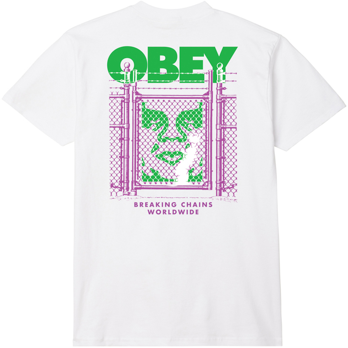 Obey Chain Link Fence Icon T-Shirt White Obey Chain Link Fence Icon T-Shirt White