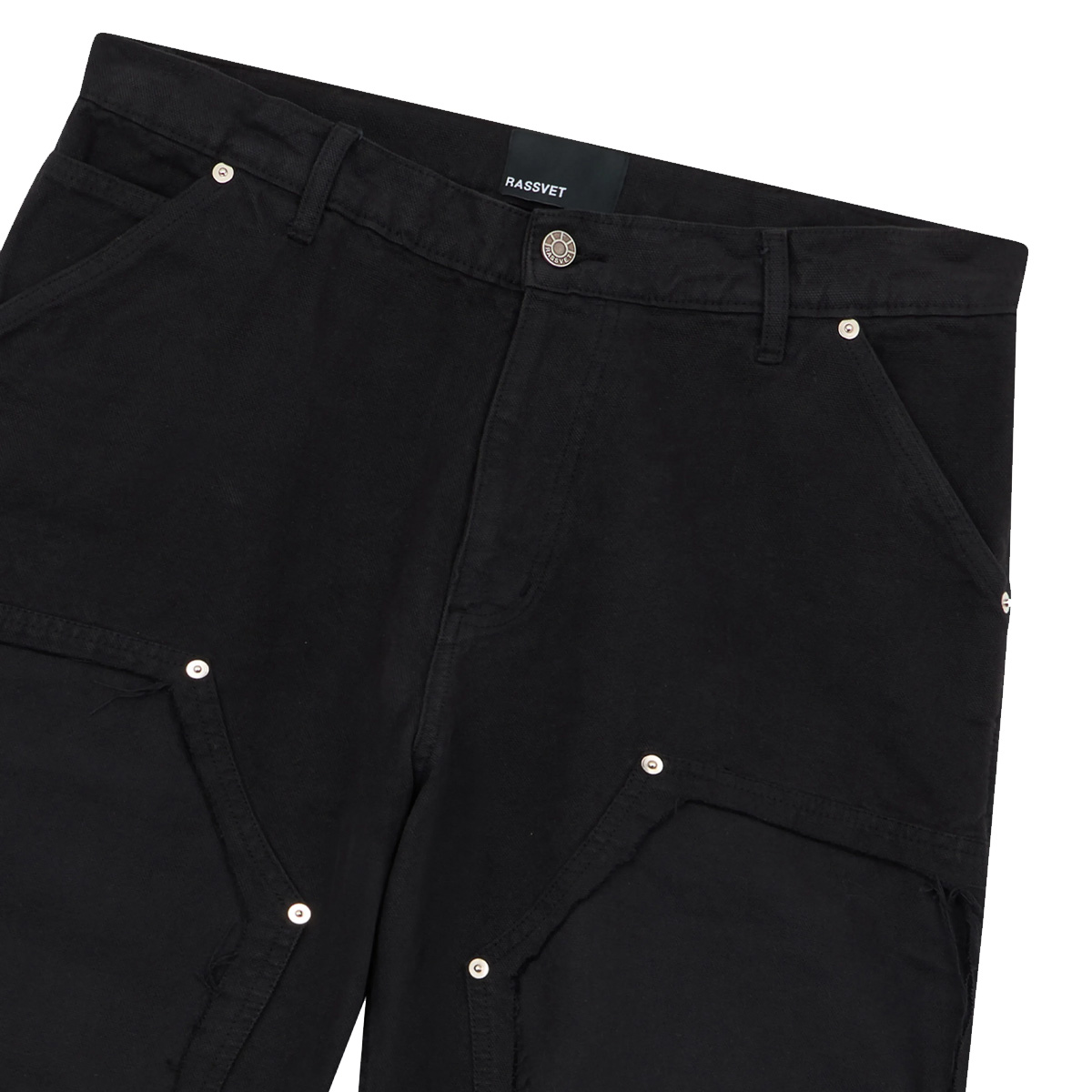 Rassvet Vintage Wash Canvas Distressed Double Knees Pant Black Rassvet Vintage Wash Canvas Distressed Double Knees Pant Black