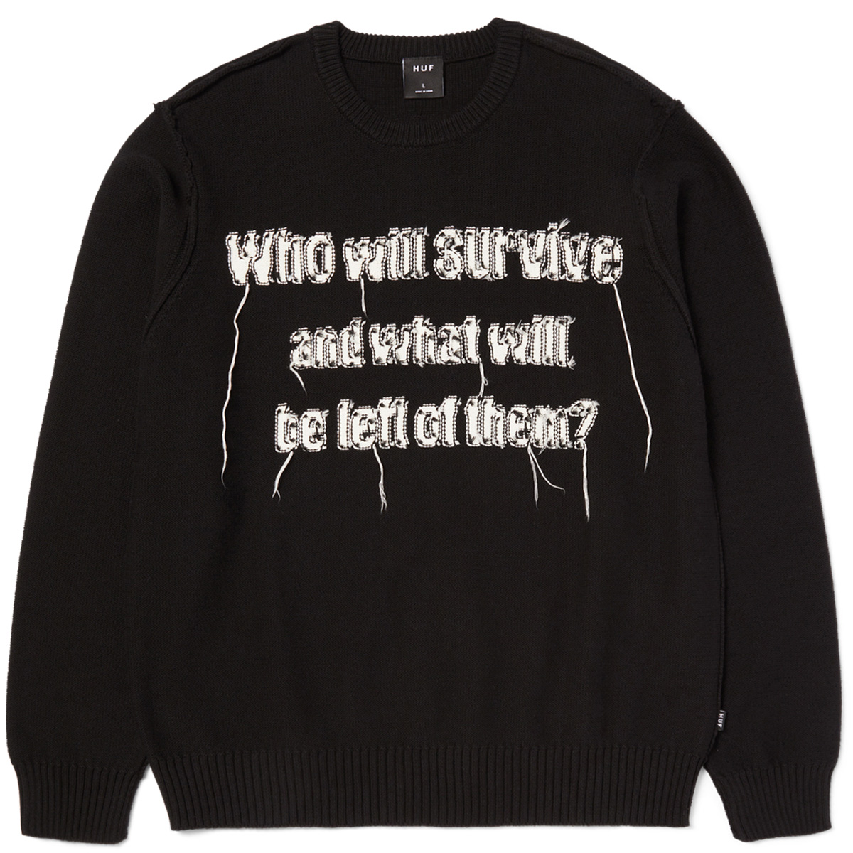 HUF x Chainsaw Survive Cable Knit Sweater Black