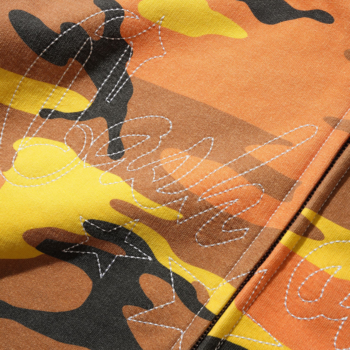 Cash Only Strip Zip-Thru Hooded Sweater Fall Camo