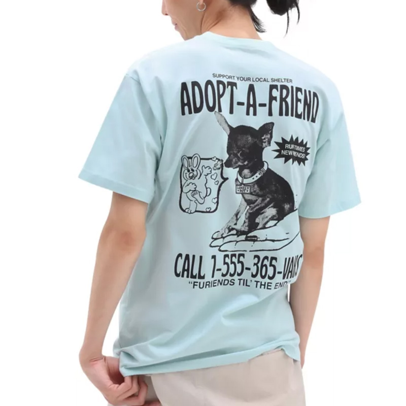 Vans Adopted A Friend T-Shirt Blue Gllow Vans Adopted A Friend T-Shirt Blue Gllow