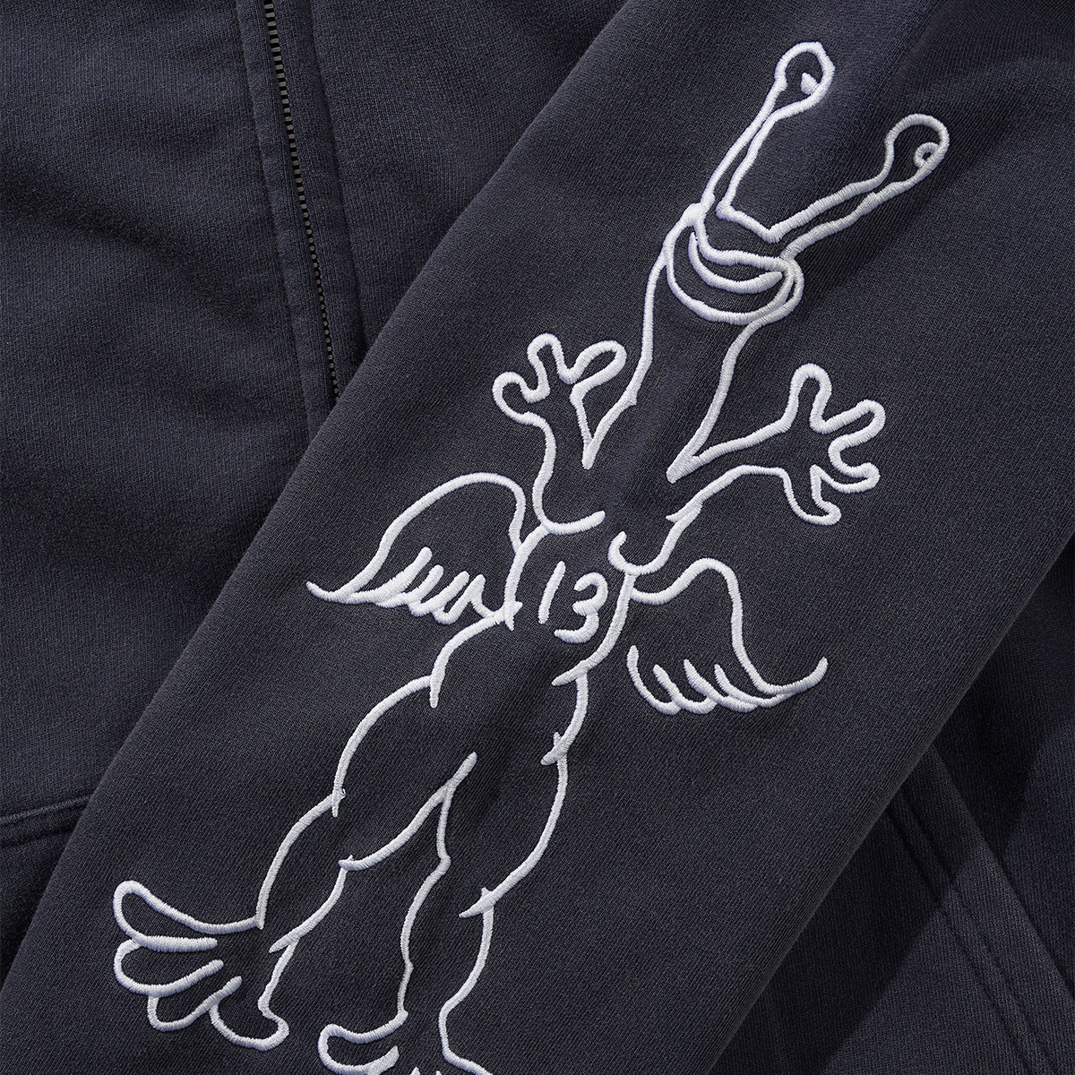 Butter Goods x Daniel Johnston Thirteen Zip-Thru Hooded Sweater Washed Navy