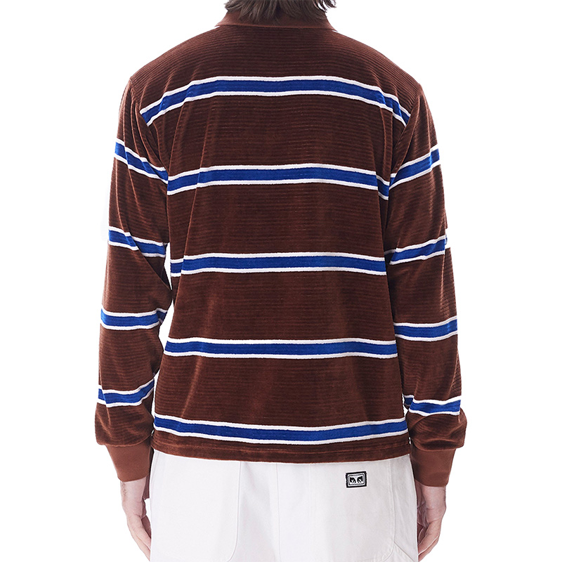 Obey Holstien Velour Longsleeve Polo Sepia Obey Holstien Velour Longsleeve Polo Sepia