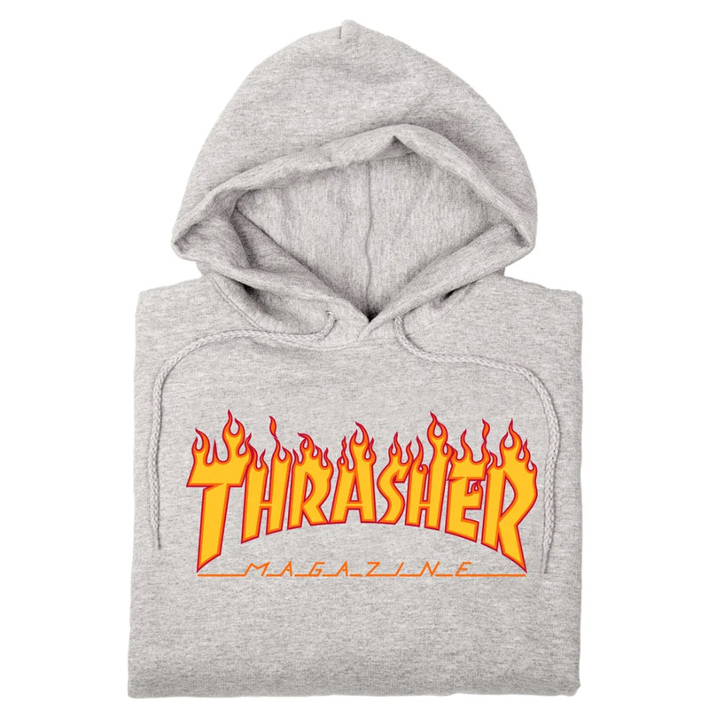 Thrasher Flame Hoodie Grey Thrasher Flame Hoodie Grey