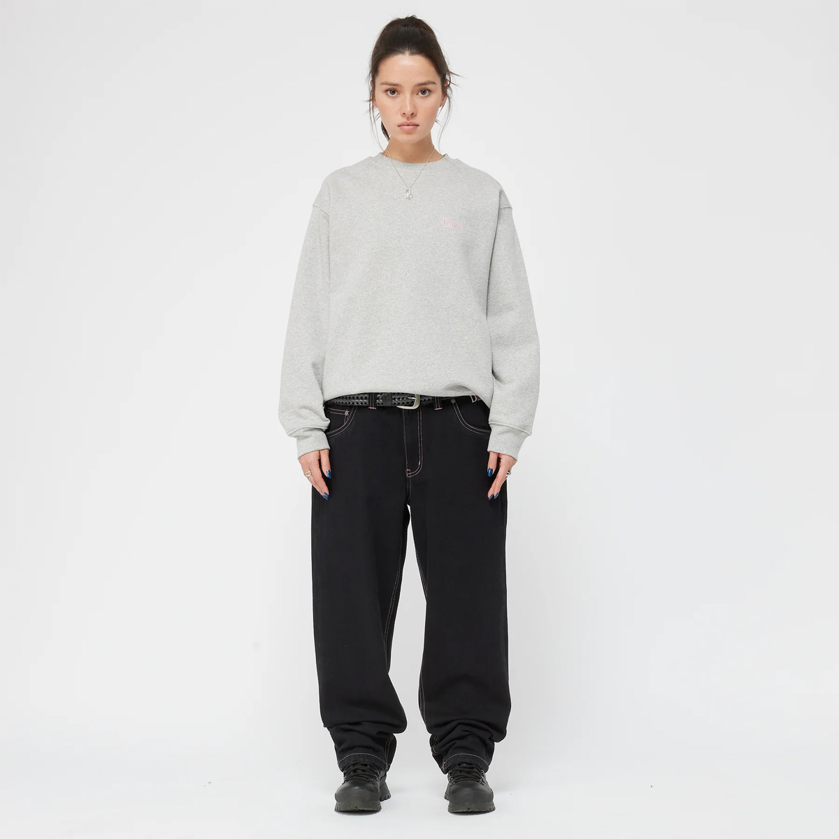 Dime Classic Small Logo Crewneck Sweater Heather gray Dime Classic Small Logo Crewneck Sweater Heather gray