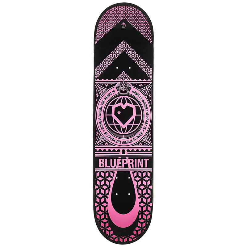 Blueprint Home Heart Skateboard Deck Black/Pink 7.875