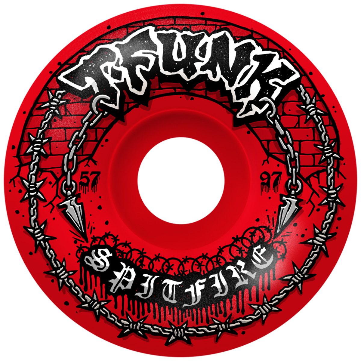 Spitfire Formula Four T-Funk Raw Radial Full Wheels Red 97D 57mm