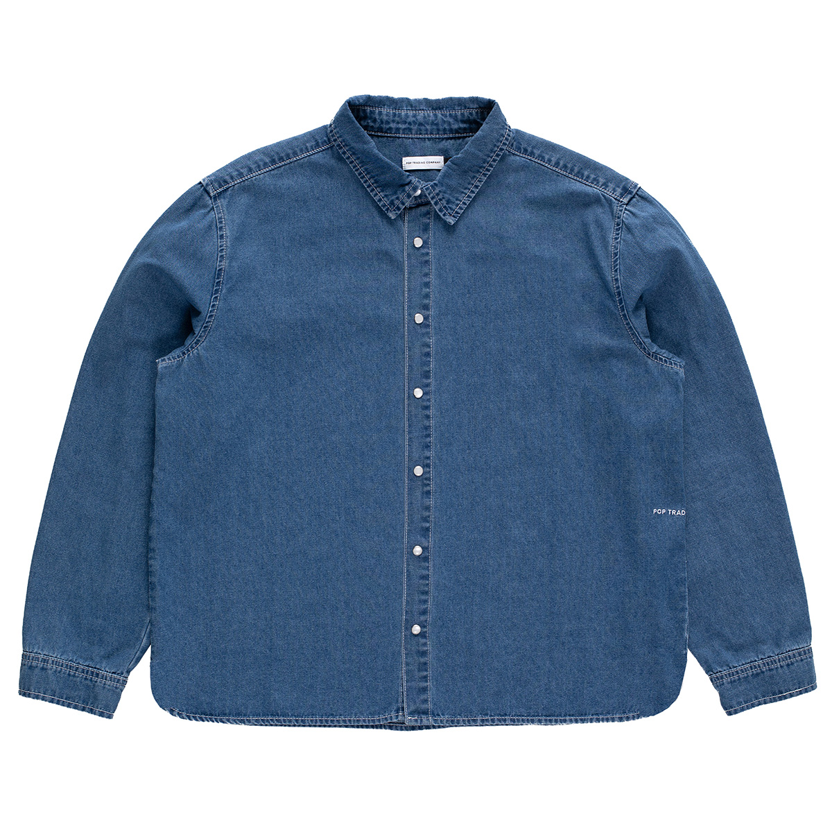 POP Applique Logo Denim Shirt Rinsed Denim