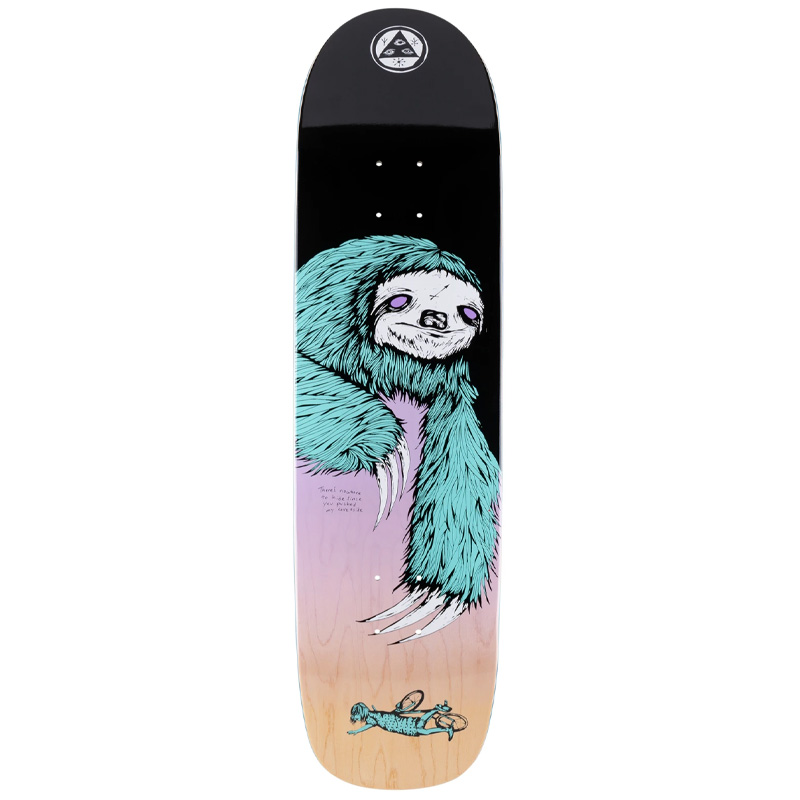 Welcome Sloth on Son of Planchette Skateboard Deck Black/Lavender 8.38