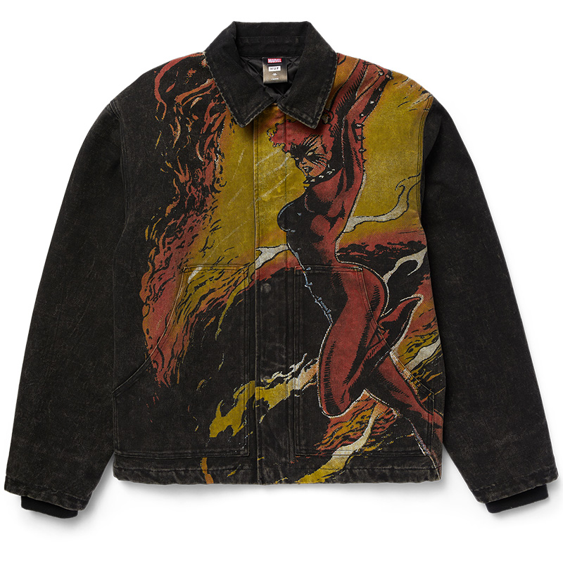 HUF X X-Men Dark Phoenix Work Jacket Washed Black