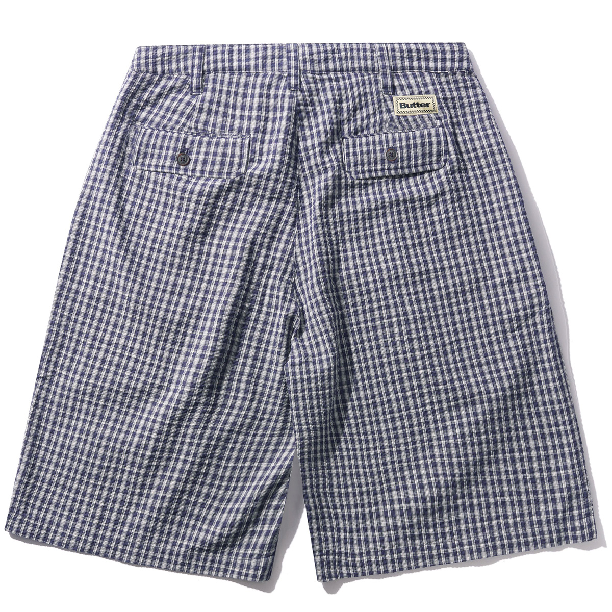 Butter Goods Pleated Shorts Navy Plaid