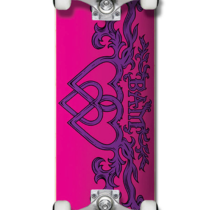 The Heart Supply Bam Margera Bamly Pro Complete Skateboard Pink/Purple 7.75 The Heart Supply Bam Margera Bamly Pro Complete Skateboard Pink/Purple 7.75