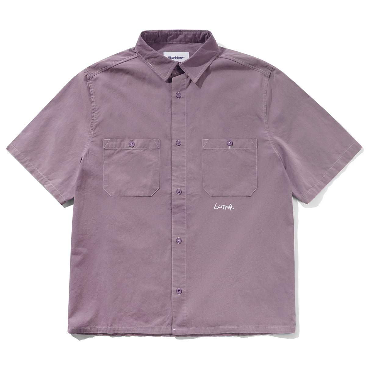 Butter Goods Contrast Stitch Shirt Eggplant