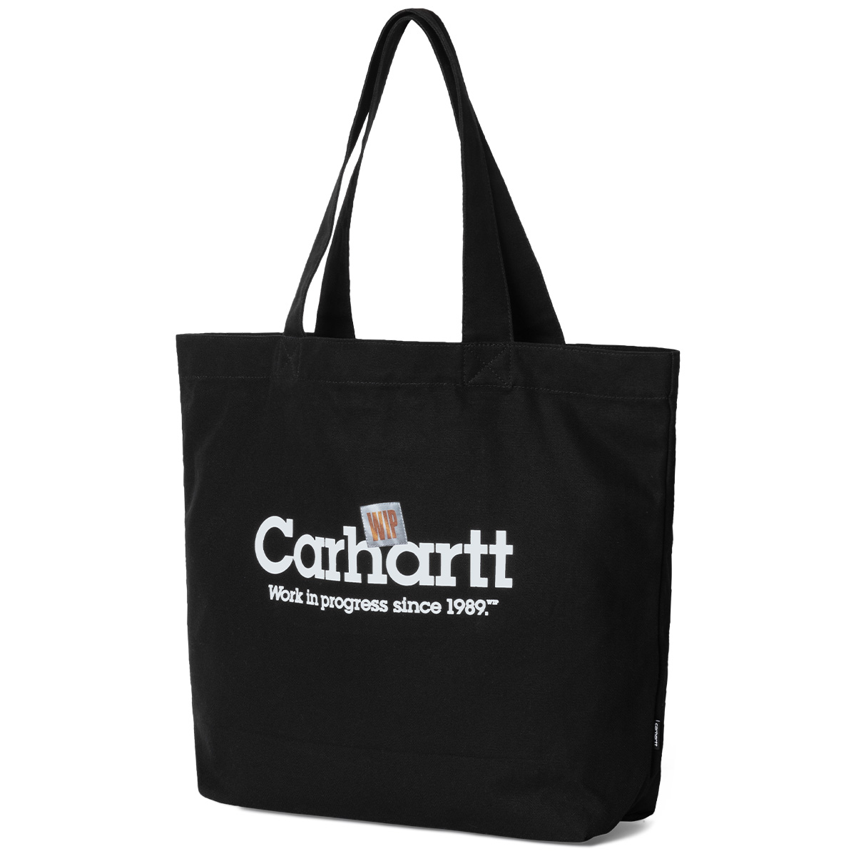 Carhartt WIP Canvas Graphic Tote Large Label Script Print Black Carhartt WIP Canvas Graphic Tote Large Label Script Print Black