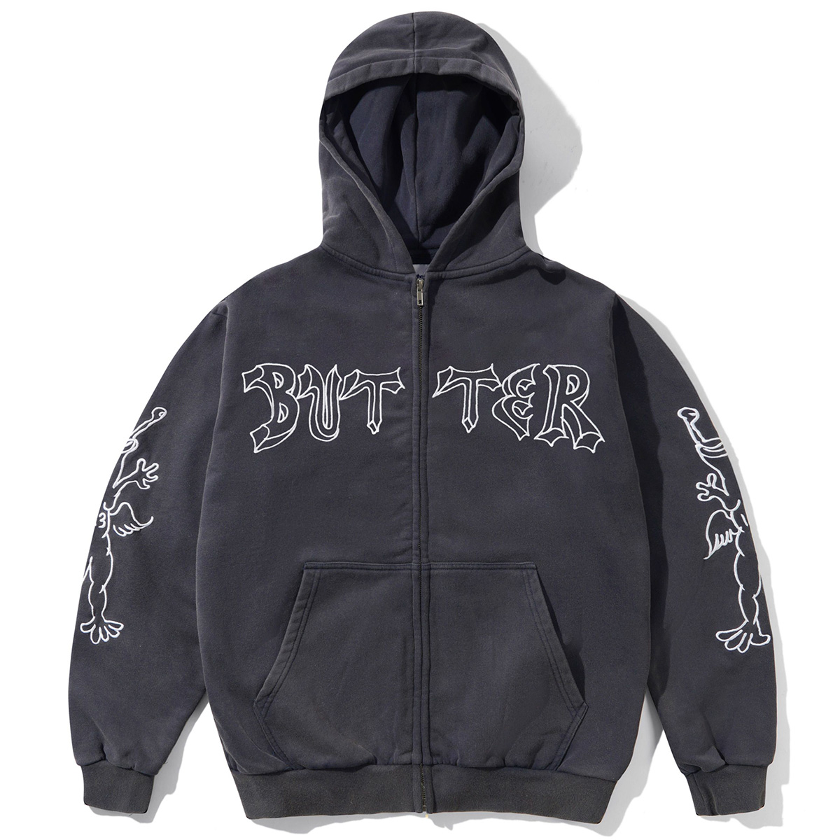 Butter Goods x Daniel Johnston Thirteen Zip-Thru Hooded Sweater Washed Navy