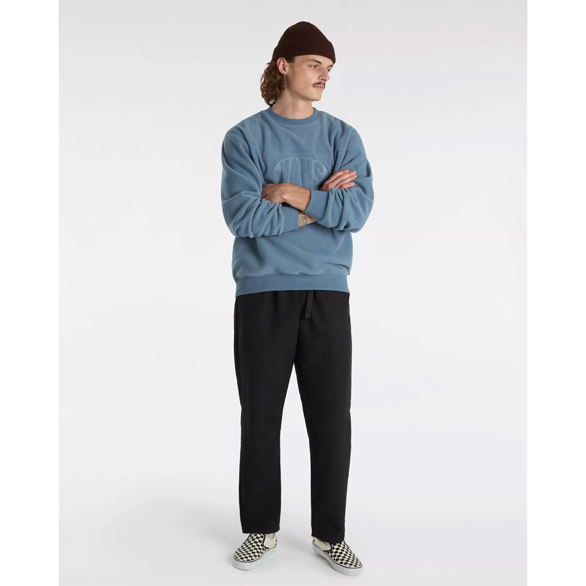 Vans Carlo Polar Fleece Loose Crewneck Sweater Bluestone