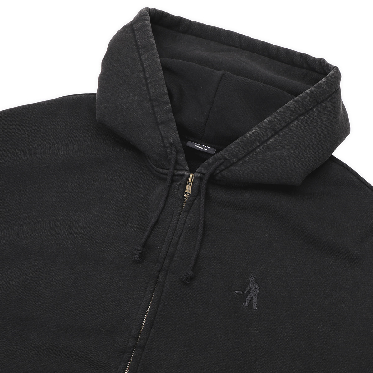 Pass Port Solid Workers Zip Hooded Sweater R46 Washed Black