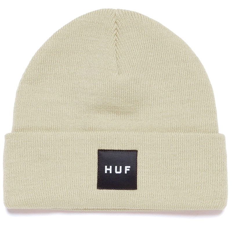 HUF Essentials Box Logo Cuff Beanie Natural HUF Essentials Box Logo Cuff Beanie Natural