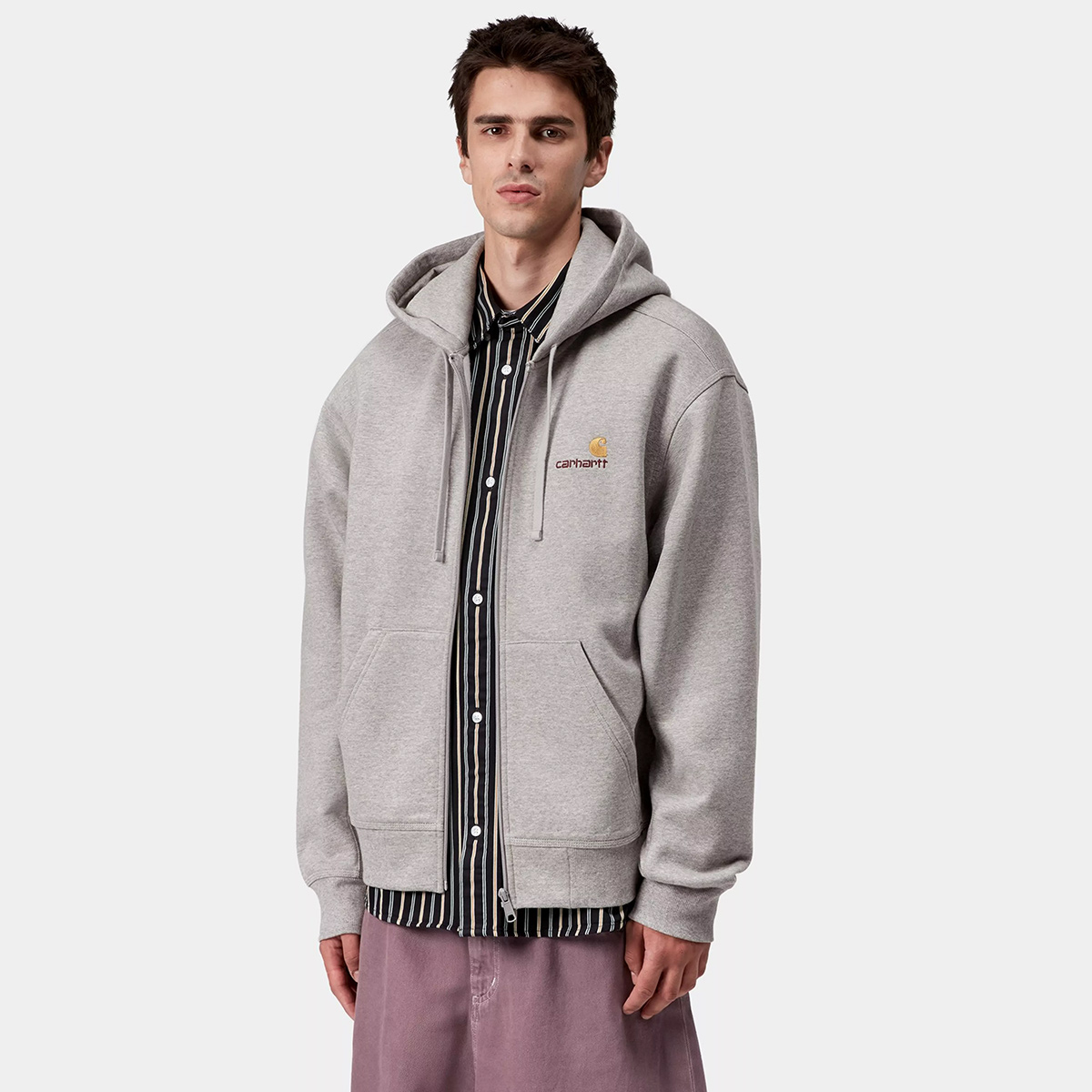 Carhartt WIP Hooded American Script Jacket Grey Heather